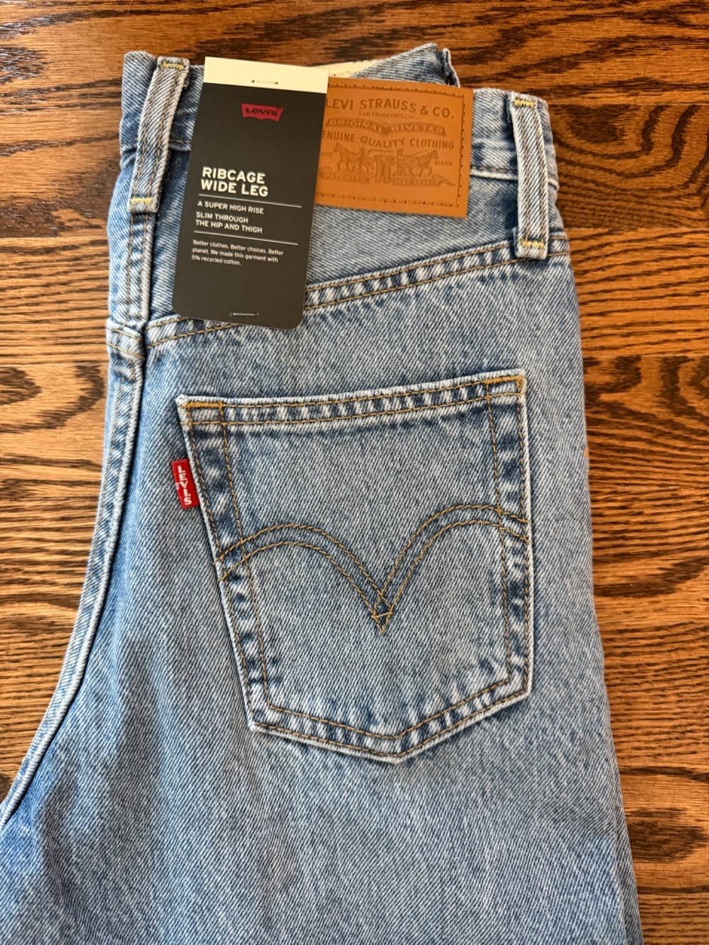Levi's Ribcage Wide Leg High Rise Light Wash Jeans. Style A6081002  Far & Wide
